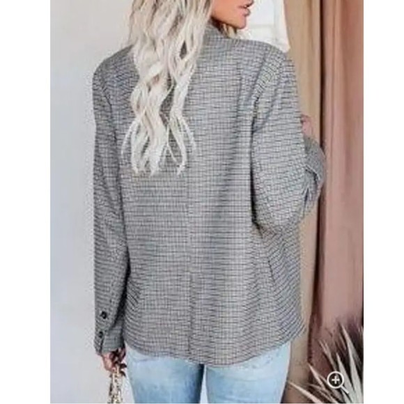 NWOT Mod Ref Recognition Pocketed Double Breasted Plaid Blazer - Picture 2 of 12